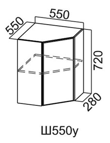 Угловой шкаф навесной Грейвуд, Ш550у/720, дуб кремовый в Йошкар-Оле