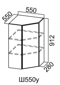 Навесной шкаф угловой, Модус, Ш550у/912, галифакс в Йошкар-Оле - предосмотр
