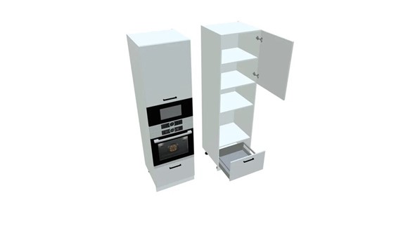 Кухонный шкаф-пенал П7 3, Белое гладкое Ламарти/Белый в Йошкар-Оле - изображение