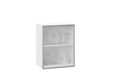 Кухонный шкаф 600, Шервуд, со стеклом правый, ЛД 281.352.000.116, белый/серый в Йошкар-Оле