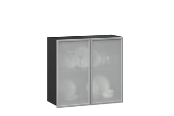 Шкаф на кухню 800, Шервуд, со стеклом ЛД 281.361.000.030, серый/черный в Йошкар-Оле