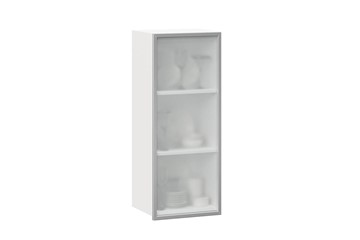 Кухонный высокий шкаф 400 Шервуд, со стеклом левый ЛД 281.421.000.121, белый/серый в Йошкар-Оле