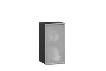 Кухонный шкаф 400 Шервуд, со стеклом левый ЛД 281.321.000.022, серый/черный в Йошкар-Оле