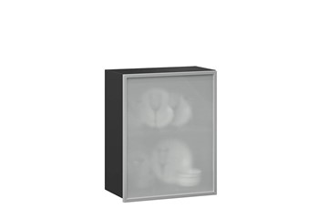 Кухонный шкаф 600, Шервуд, со стеклом левый ЛД 281.351.000.027, серый/черный в Йошкар-Оле