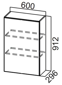 Распашной кухонный шкаф Стайл, Ш600/912(1ств), МДФ в Йошкар-Оле