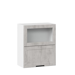 Навесной кухонный шкаф 600 горизонтальный с 2 складными дверями Джамис ЛД 296.970.000.041, Белый/Белый камень в Йошкар-Оле