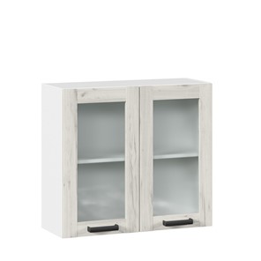 Кухонный шкаф 800 со стеклом Винченца ЛД 234.360.000.033 Белый/Дуб Крафт белый в Йошкар-Оле