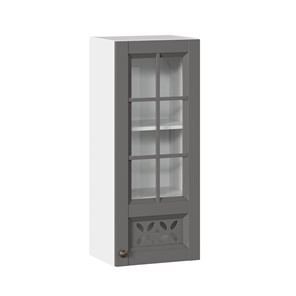 Настенный шкаф Амели-3 400 высокий со стеклом ЛД 299.420.000.040, Белый/Оникс серый в Йошкар-Оле