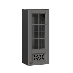 Шкаф на кухню Амели-3 400 высокий со стеклом ЛД 299.420.000.042, Черный/Оникс серый в Йошкар-Оле