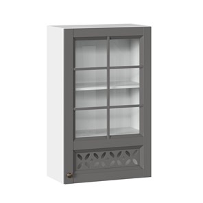 Кухонный навесной шкаф Амели-3 600 высокий со стеклом ЛД 299.450.000.046, Белый/Оникс серый в Йошкар-Оле
