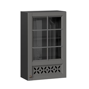 Шкаф настенный Амели-3 600 высокий со стеклом ЛД 299.450.000.048, Черный/Оникс серый в Йошкар-Оле