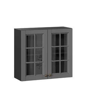 Шкаф настенный Амели-3 800 со стеклом ЛД 299.360.000.036, Черный/Оникс серый в Йошкар-Оле