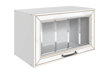 Шкаф на кухню Атланта L600 Н360 (1 дв. рам.) эмаль (белый/белый глянец патина золото) в Йошкар-Оле - предосмотр
