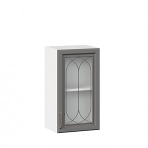 Навесной кухонный шкаф Джелатто 400 со стеклом ЛД 241.320.000.102, Белый/Оникс серый в Йошкар-Оле