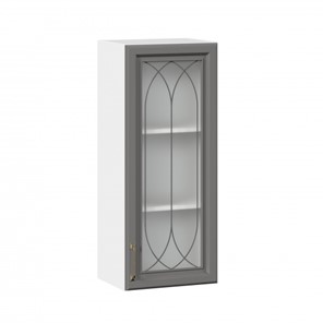Кухонный навесной шкаф Джелатто 400 высокий со стеклом ЛД 241.420.000.110, Белый/Оникс серый в Йошкар-Оле