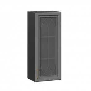 Кухонный навесной шкаф Джелатто 400 высокий со стеклом ЛД 241.420.000.152, Черный/Оникс серый в Йошкар-Оле