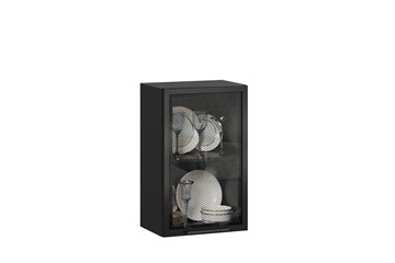Кухонный навесной шкаф Герда 450 стекло 279.330.000.092 (Чёрный/Чёрный) в Йошкар-Оле