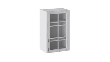 Навесной шкаф Прованс (Белый глянец/Санторини светлый) со стеклом В_72-45_1ДРс в Йошкар-Оле