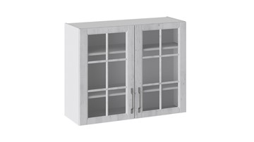 Кухонный шкаф Прованс (Белый глянец/Санторини светлый) со стеклом В_72-90_2ДРс в Йошкар-Оле