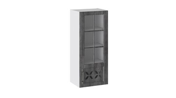 Навесной кухонный шкаф Прованс (Белый глянец/Санторини темный) cо стеклом правый В_96-40_1ДРДс(R) в Йошкар-Оле