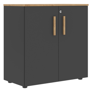 Низкий шкаф широкий с малыми дверцами FORTA Графит-Дуб Гамильтон  FLC 80.1(Z) (798х404х801) в Йошкар-Оле