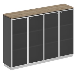 Шкаф для документов средний со стеклянными дверьми в рамке Bravo (180,2х40х124,6) СИ 321 ДС АР ХР в Йошкар-Оле