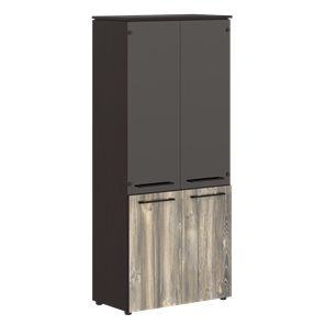 Шкаф колонка со стеклянными и глухими дверями MORRIS  Дуб Базель/Венге Магия MHC 85.2 (854х423х1956) в Йошкар-Оле