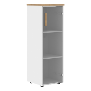 Средний шкаф колонна со стеклянной дверью правой FORTA Белый-Дуб Гамильтон FMC 40.2 (R) (399х404х801) в Йошкар-Оле