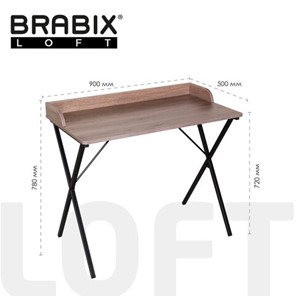 Стол на металлокаркасе BRABIX "LOFT CD-008", 900х500х780 мм, цвет морёный дуб, 641863 в Йошкар-Оле - предосмотр 1