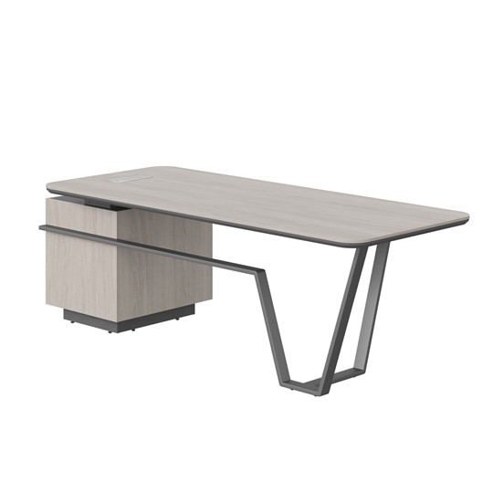 Стол с комбинированной столешницей и правой тумбой LINE Дуб-серый-антрацит СФ-571101.1 (2225х900х762) в Йошкар-Оле - изображение 1