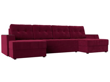 Большой П-образный диван Эмир, Бордовый (Микровельвет) боннель в Йошкар-Оле