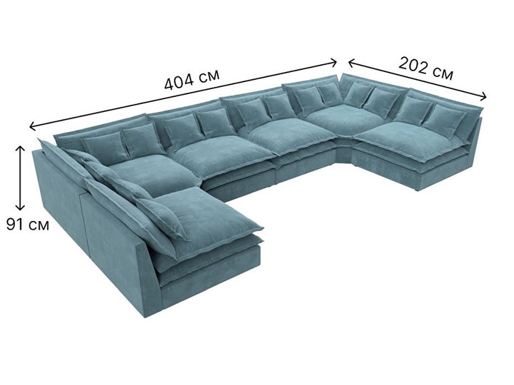 П-образный диван Лига-040, Бирюзовый (велюр) в Йошкар-Оле - изображение 6