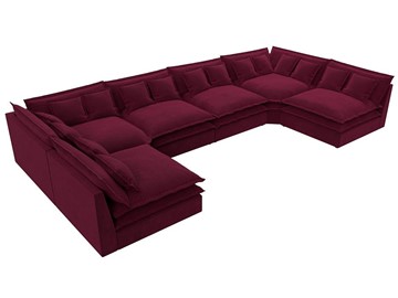 Большой П-образный диван Лига-040, Бордовый (микровельвет) в Йошкар-Оле - предосмотр 4