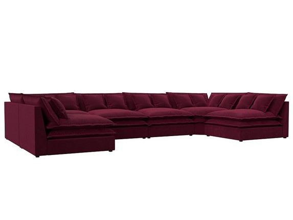 Большой П-образный диван Лига-040, Бордовый (микровельвет) в Йошкар-Оле - изображение