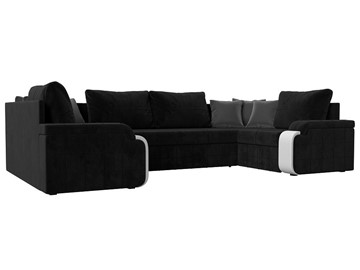 П-образный диван Николь, Черный/Белый/Серый (велюр/экокожа) в Йошкар-Оле