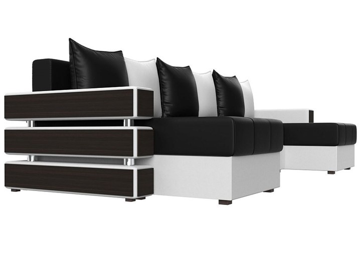 Большой П-образный диван Венеция боннель, Черный\Белый (Экокожа) в Йошкар-Оле - изображение 3