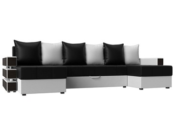 Большой П-образный диван Венеция боннель, Черный\Белый (Экокожа) в Йошкар-Оле - предосмотр