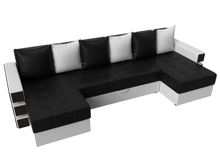 Большой П-образный диван Венеция боннель, Черный\Белый (Экокожа) в Йошкар-Оле - изображение 5