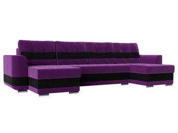 П-образный диван Честер, Фиолетовый/черный (вельвет) в Йошкар-Оле