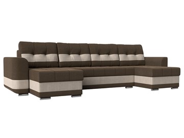 П-образный диван Честер, коричневый/бежевый (рогожка) в Йошкар-Оле
