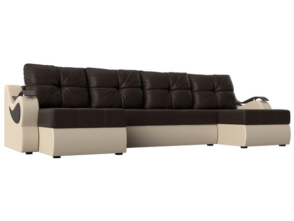 П-образный диван Меркурий П, Коричневый/бежевый (экокожа) в Йошкар-Оле - изображение