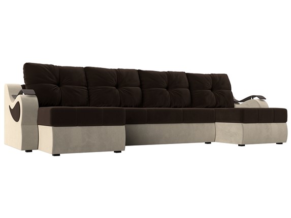 П-образный диван Меркурий П, Коричневый/бежевый (вельвет) в Йошкар-Оле - изображение