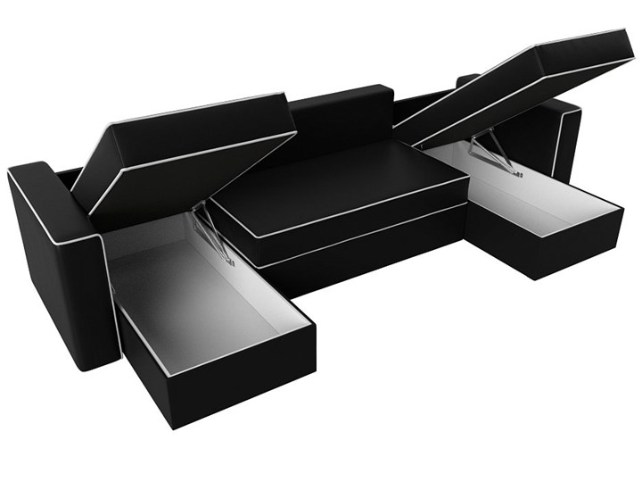 Диван П-образный Принстон, Черный (Экокожа) боннель в Йошкар-Оле - изображение 3
