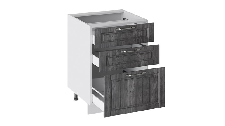 Кухонная тумба Прованс (Белый глянец/Санторини темный) с 3-мя ящиками Н3я(Т)_72-60_3Я в Йошкар-Оле - изображение 1