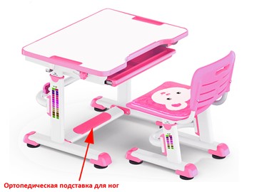 Растущая парта + стул Mealux BD-08 Teddy, pink, розовая в Йошкар-Оле
