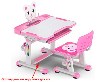 Парта растущая + стул Mealux EVO BD-04 Teddy New XL, WP, розовая в Йошкар-Оле