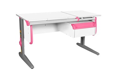 Детский стол-трансформер 1/75-40 (СУТ.25) + Tumba 1 Белый/серый/розовый в Йошкар-Оле