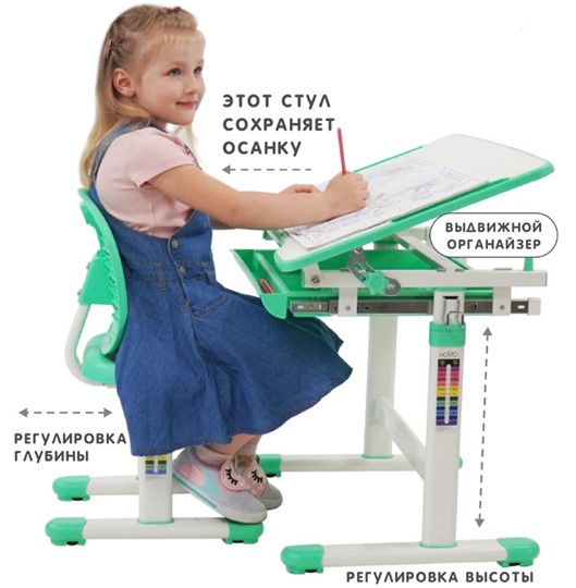 Детский стол-трансформер SET Holto-2 зеленый в Йошкар-Оле - изображение 2