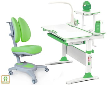 Растущая парта + стул Комплект Mealux EVO Evo-30 Z (арт. Evo-30 Z + Y-115 KZ), серый, зеленый в Йошкар-Оле