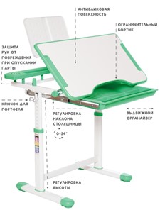 Растущая парта и растущий стул SET HOLTO-17А, зеленый в Йошкар-Оле - предосмотр 5